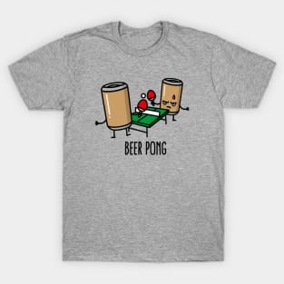 Beer pong cartoon ping pong table tennis beer can T-Shirt